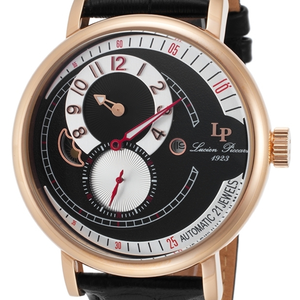Lucien Piccard Black and Rose Gold Watch